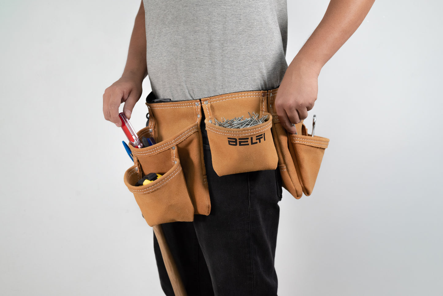 Portaherramientas de doble carnaza profesional - 11 bolsas